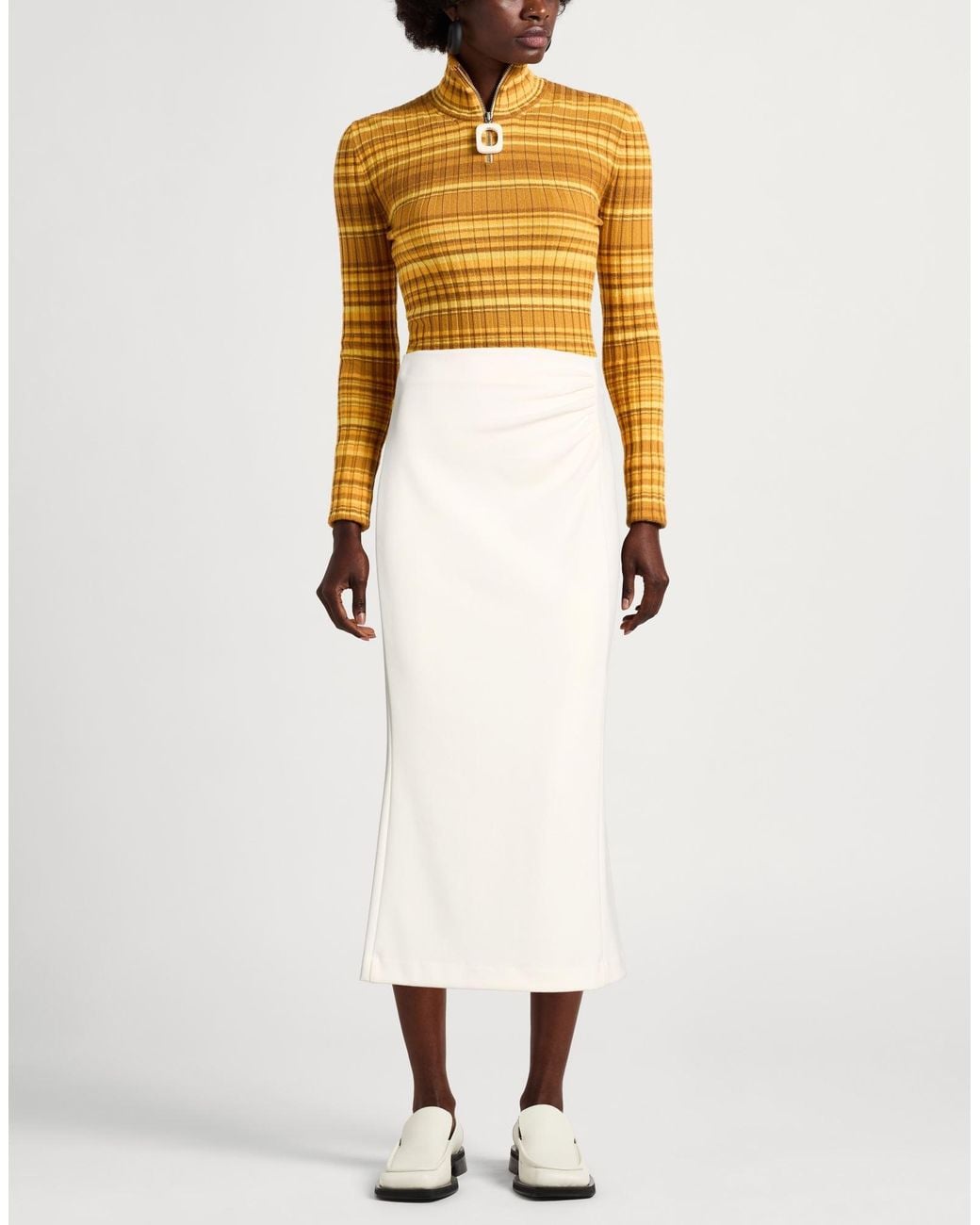 Aniye By White Cream Midi Skirt Polyester, Elastane