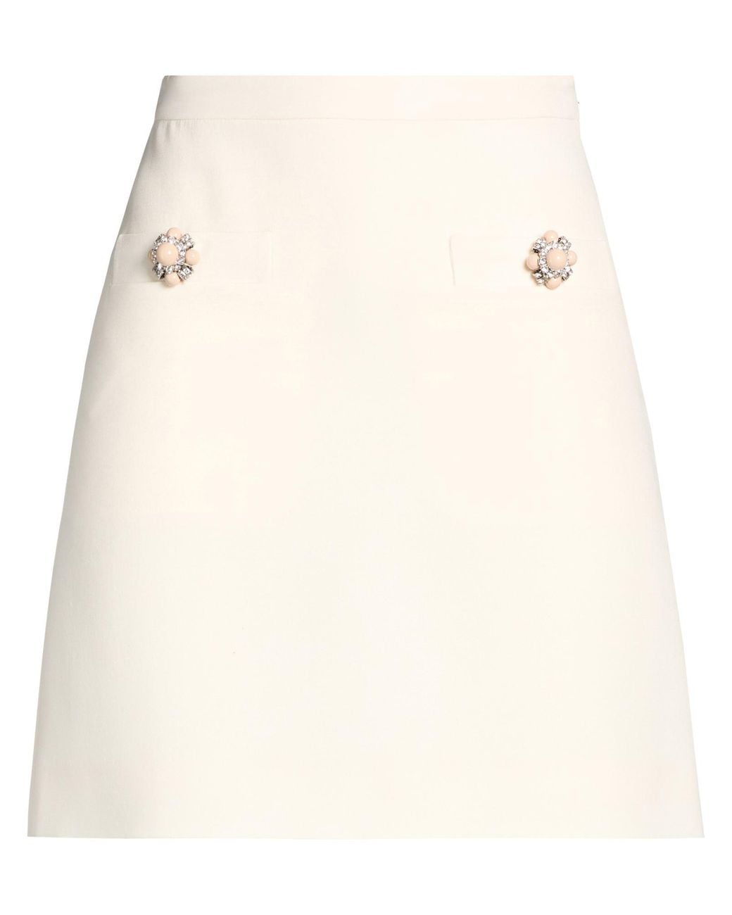 Valentino Garavani Natural Mini Skirt Virgin Wool, Silk