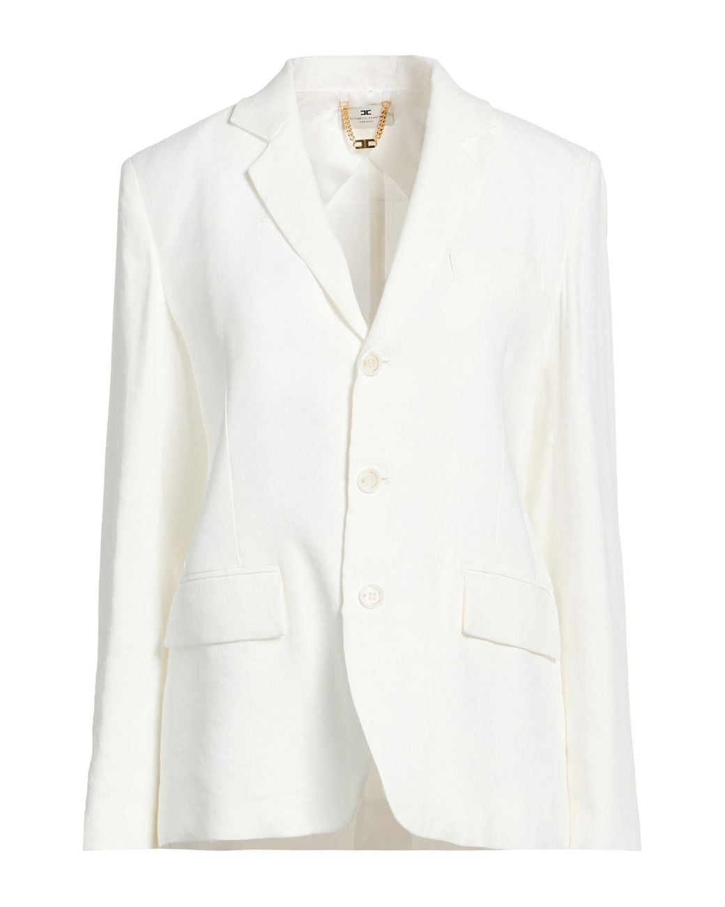 Elisabetta Franchi White Blazer Viscose, Linen