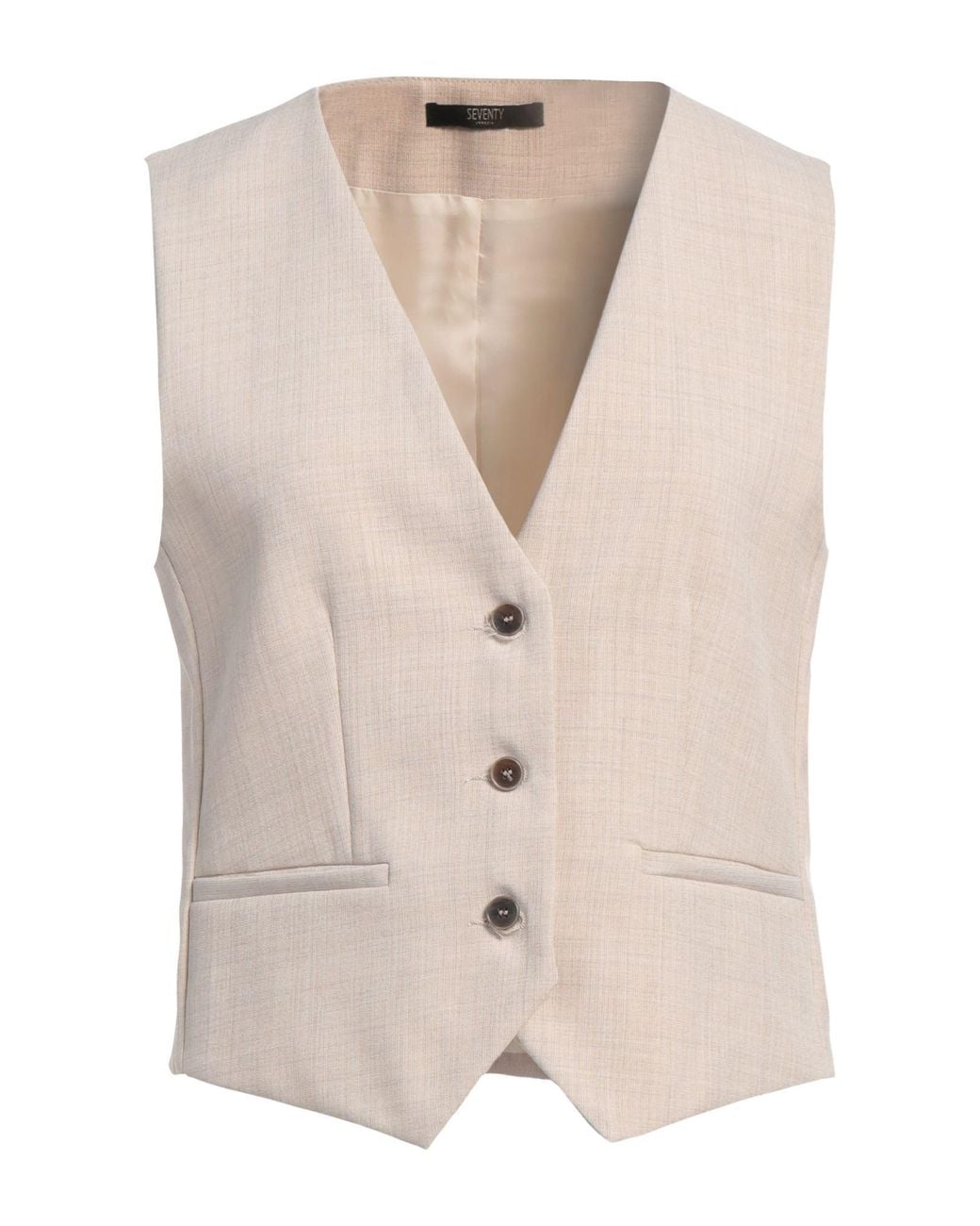 SEVENTY VENEZIA Natural Tailored Vest Polyester, Elastane
