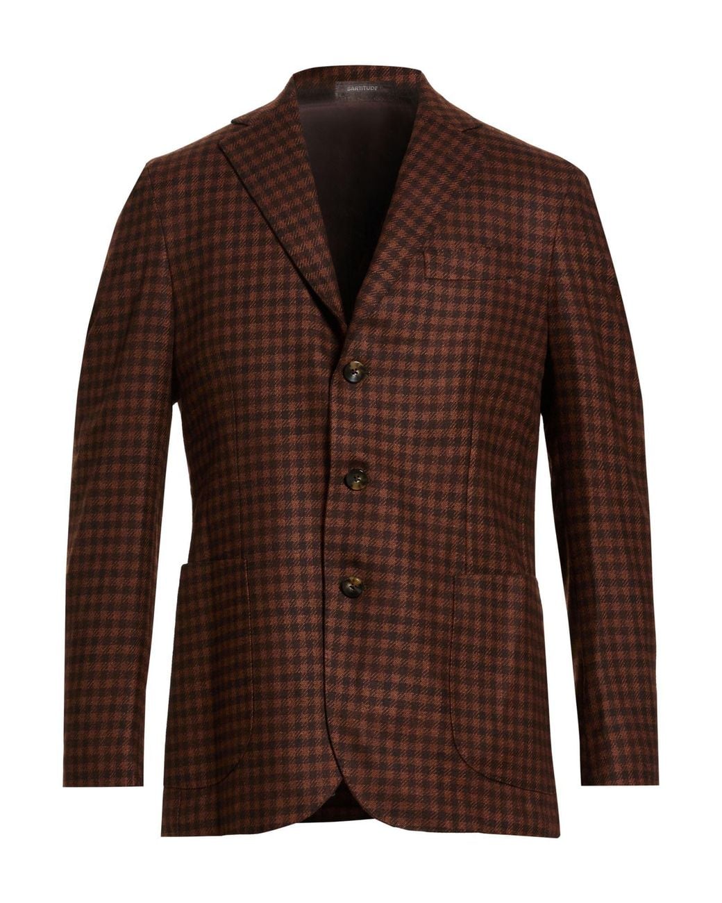SARTITUDE NAPOLI Brown Chocolate Blazer Virgin Wool, Linen, Silk, Elastane for men