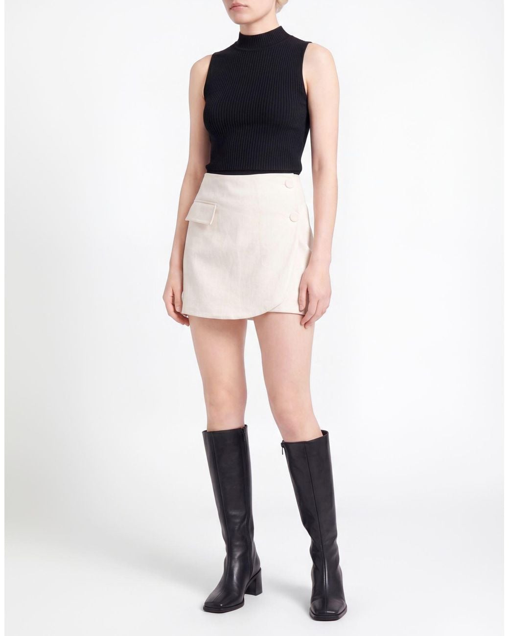 Suoli Natural Cream Mini Skirt Polyester, Polyamide, Elastane