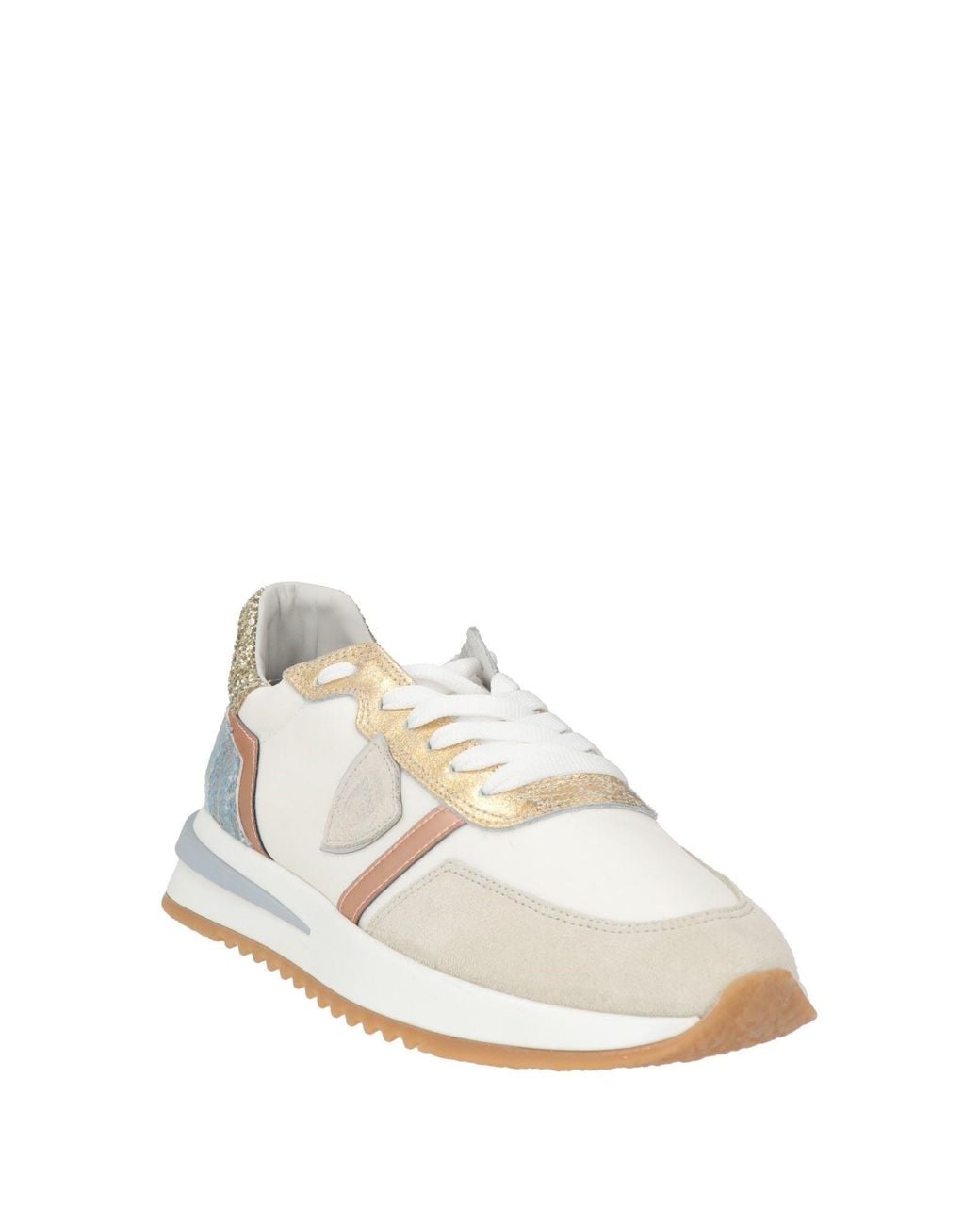 Philippe Model White Sneakers Leather, Textile Fibers