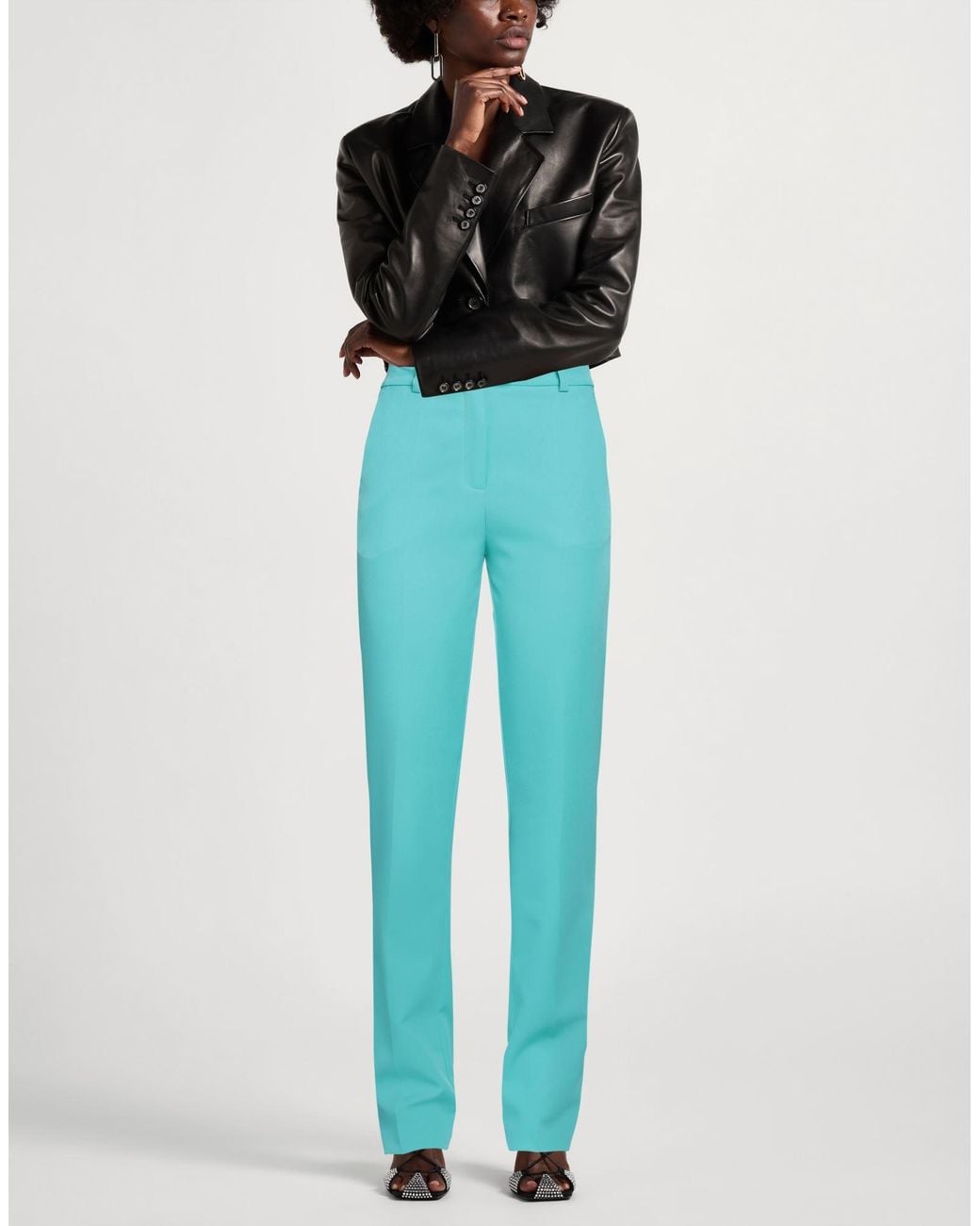Cristinaeffe Blue Pants Polyester, Elastane