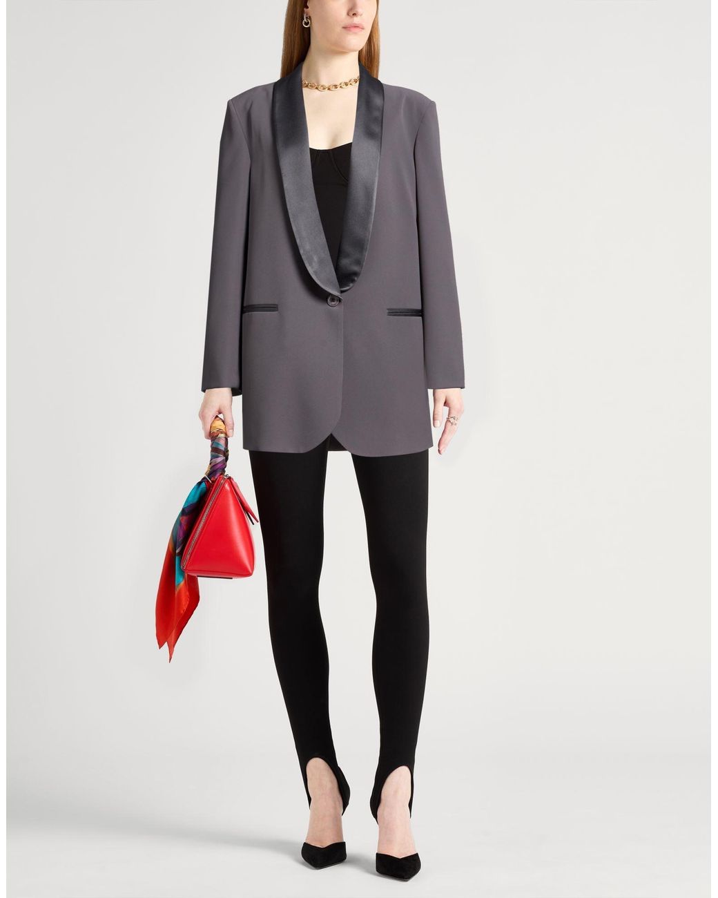Elisabetta Franchi Gray Blazer Polyester, Elastane