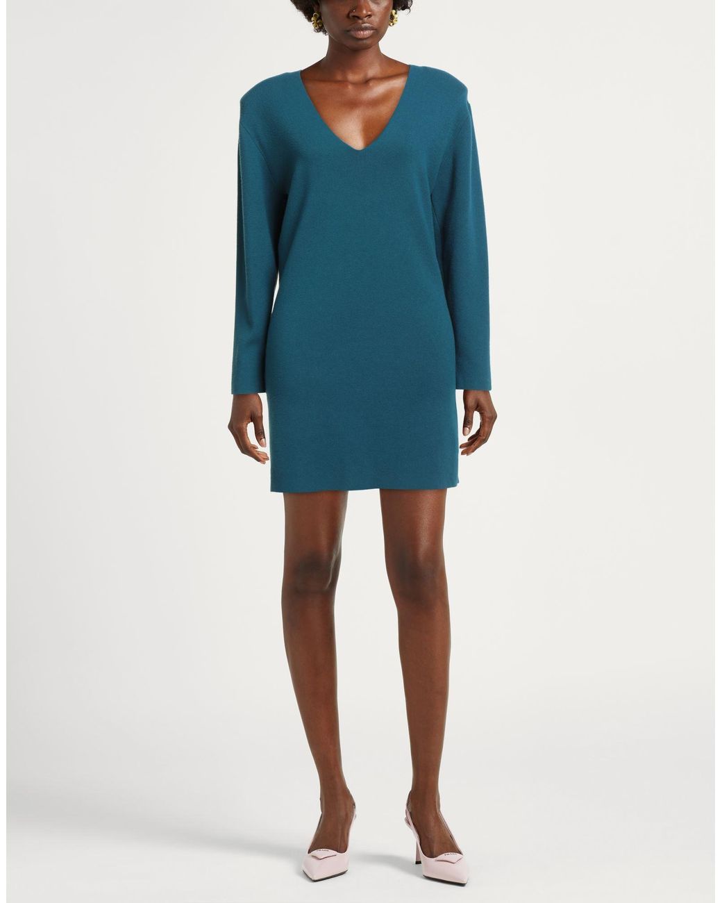 Kaos Blue Deep Mini Dress Viscose, Polyester