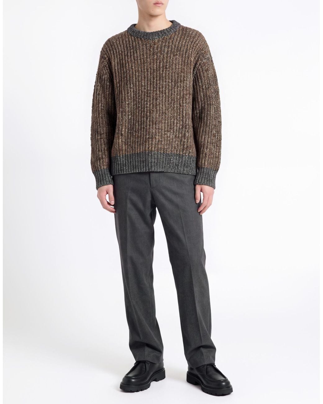 Song For The Mute Brown Khaki Sweater Acrylic, Cotton, Polyester, Nylon for men