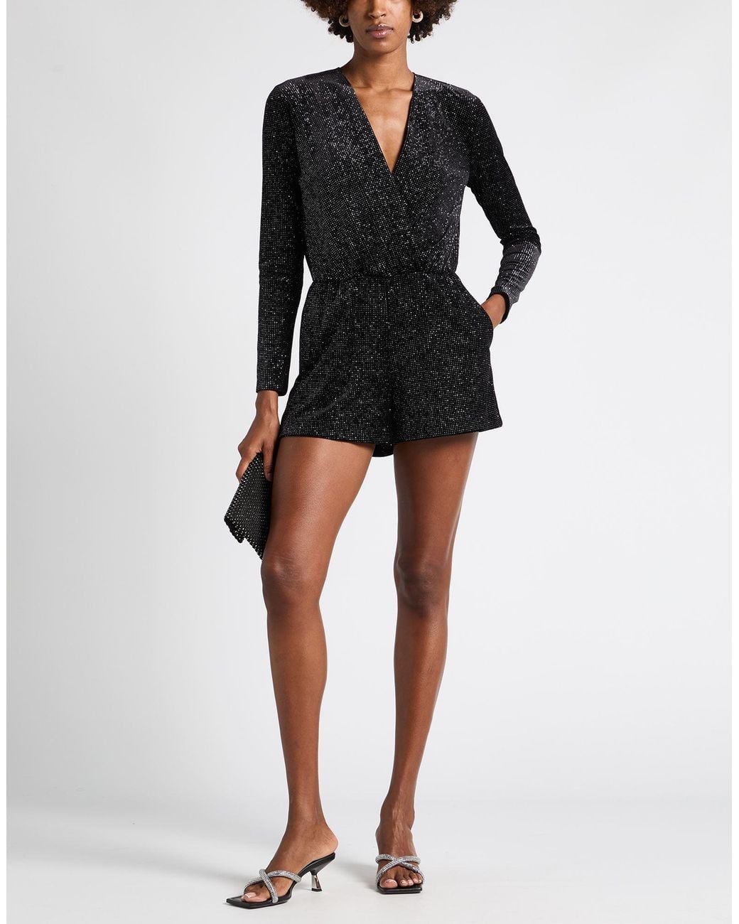 Rinascimento Black Playsuit Polyester, Elastane