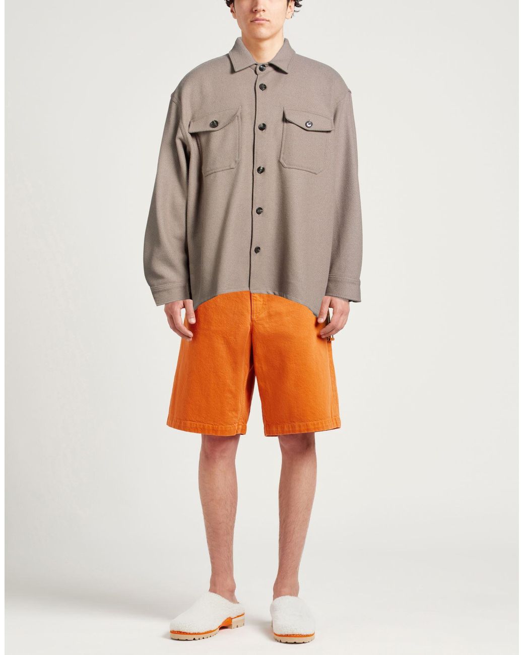 AMI Brown Shirt Virgin Wool, Polyamide for men