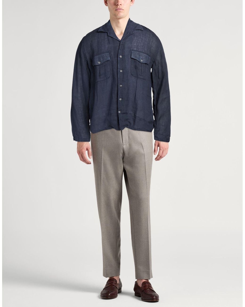 120% Lino Blue Shirts for men