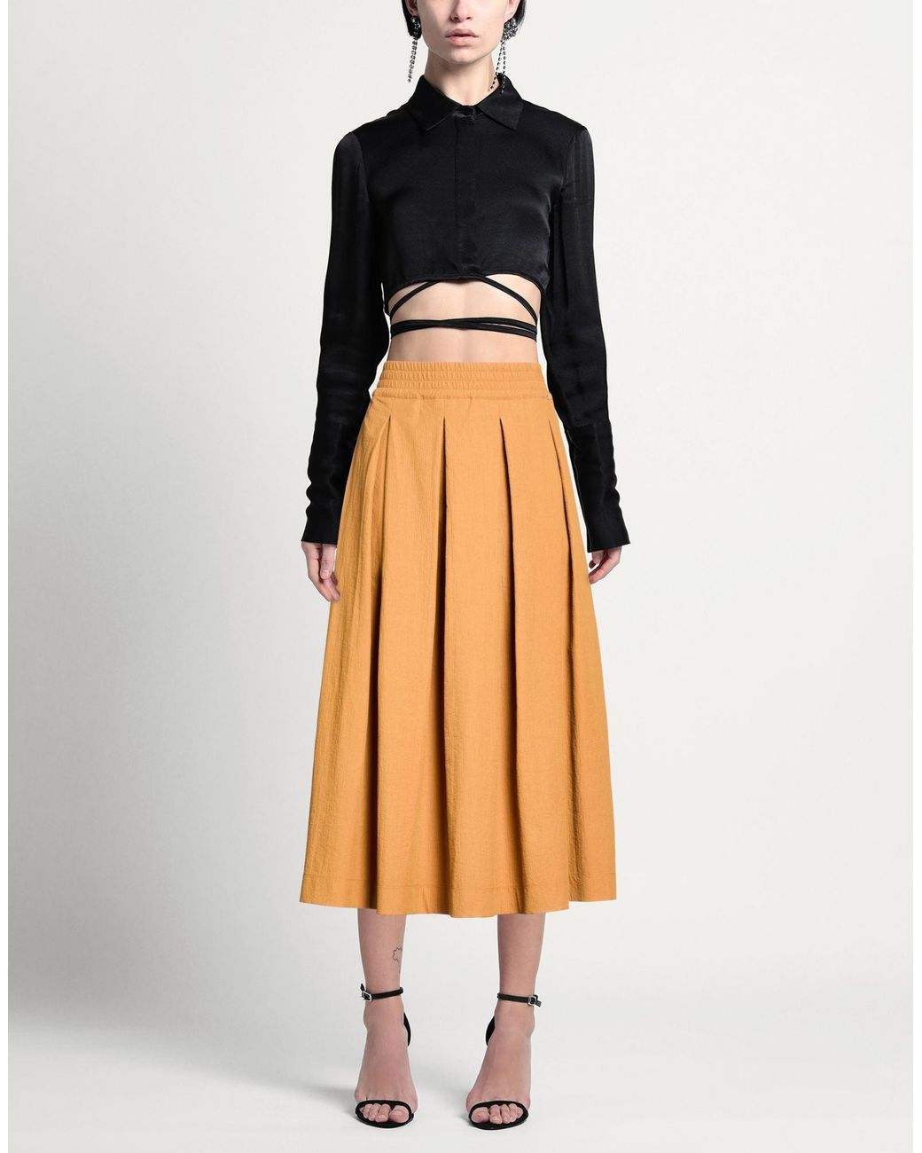 Rue de Tokyo Orange Midi Skirt