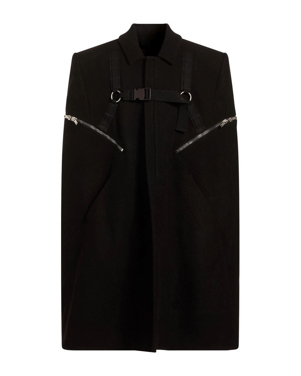 Rick Owens Black Cape Polyester, Cotton for men