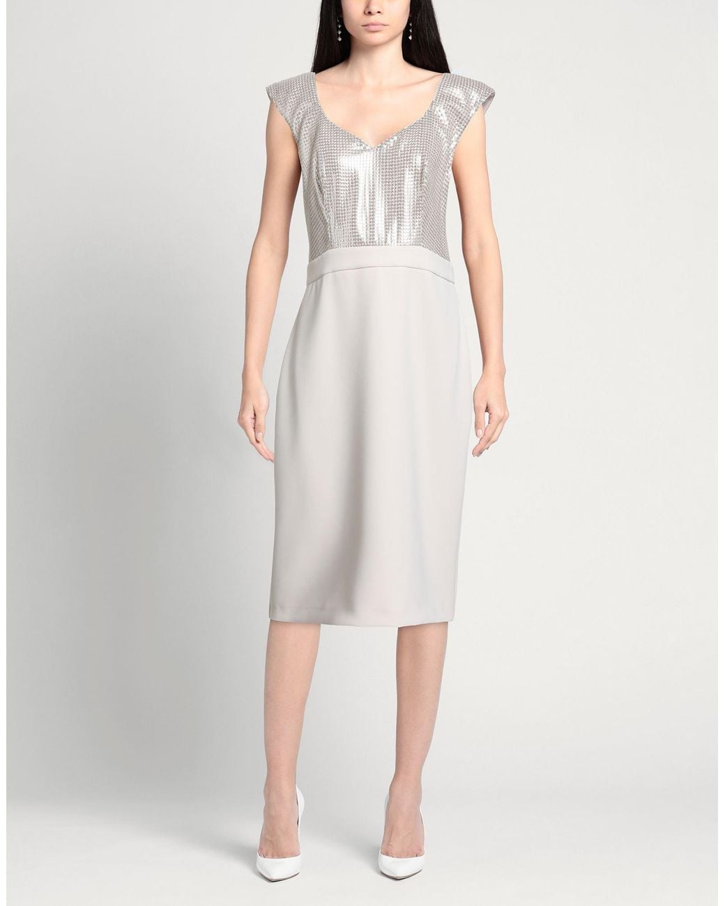 Camilla White Midi Dress Polyester, Elastane