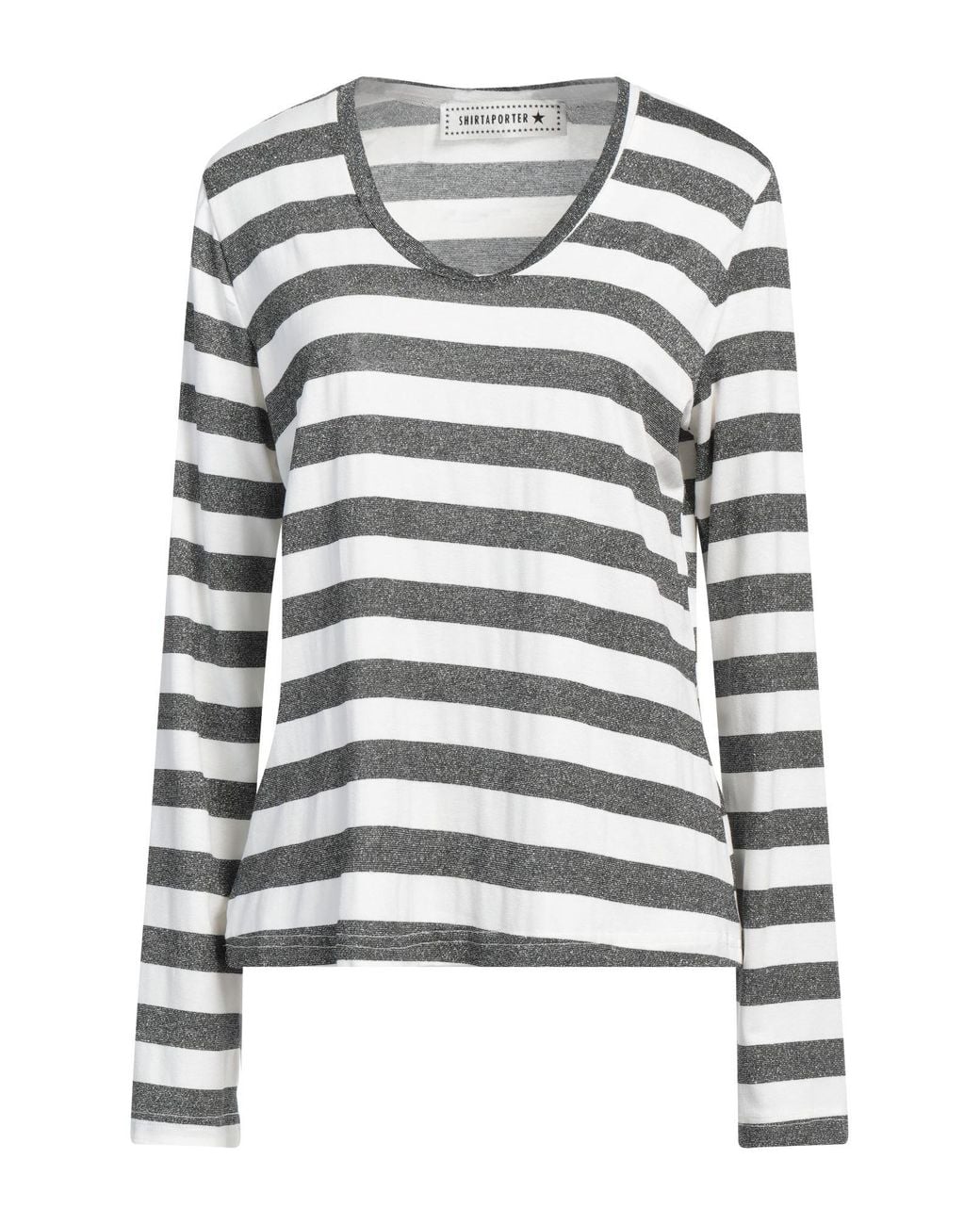 Shirtaporter Gray Ivory T-Shirt Viscose, Lurex, Elastane