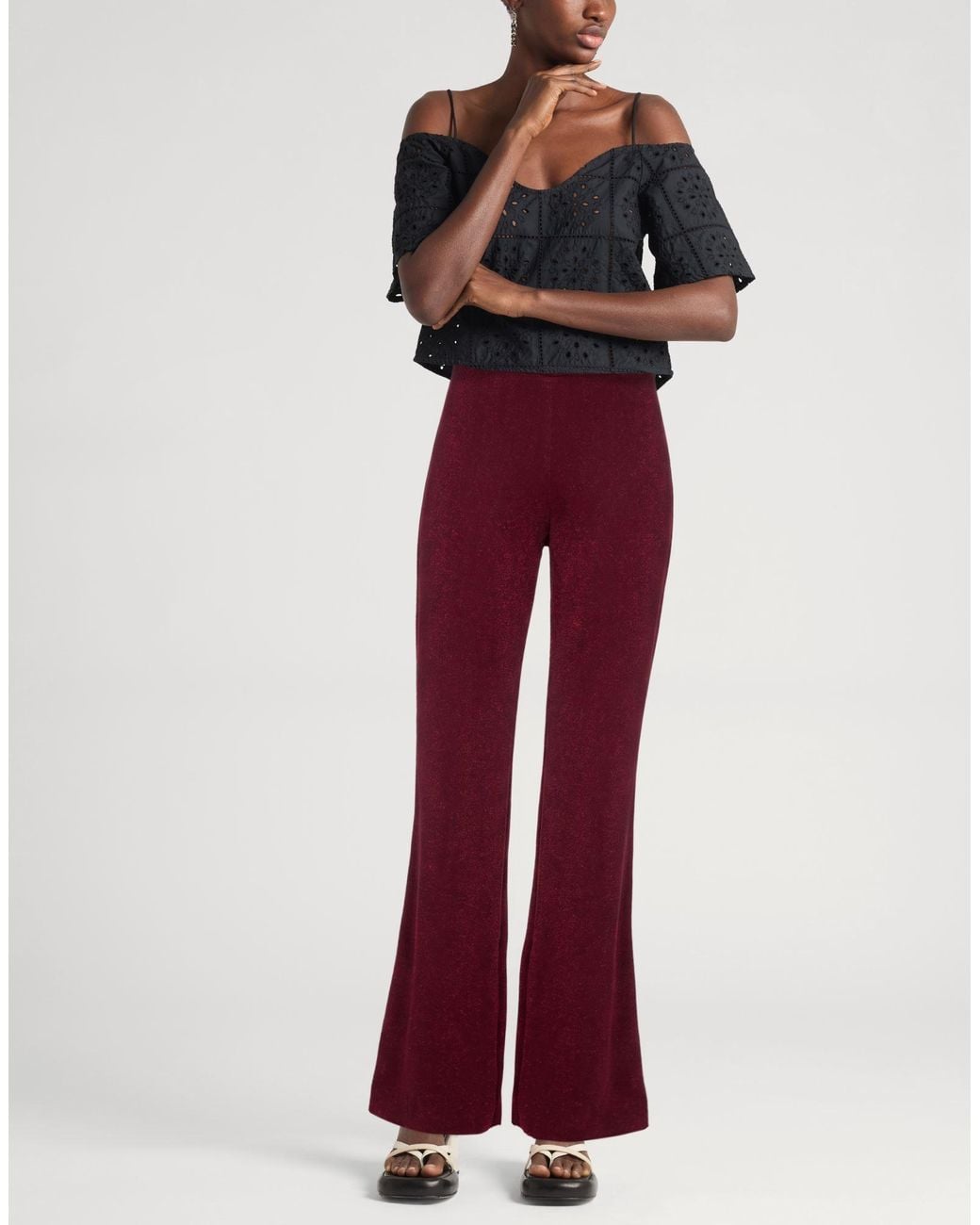 La Petite Robe Di Chiara Boni Red Garnet Pants Polyamide, Viscose, Elastane, Polyethylene