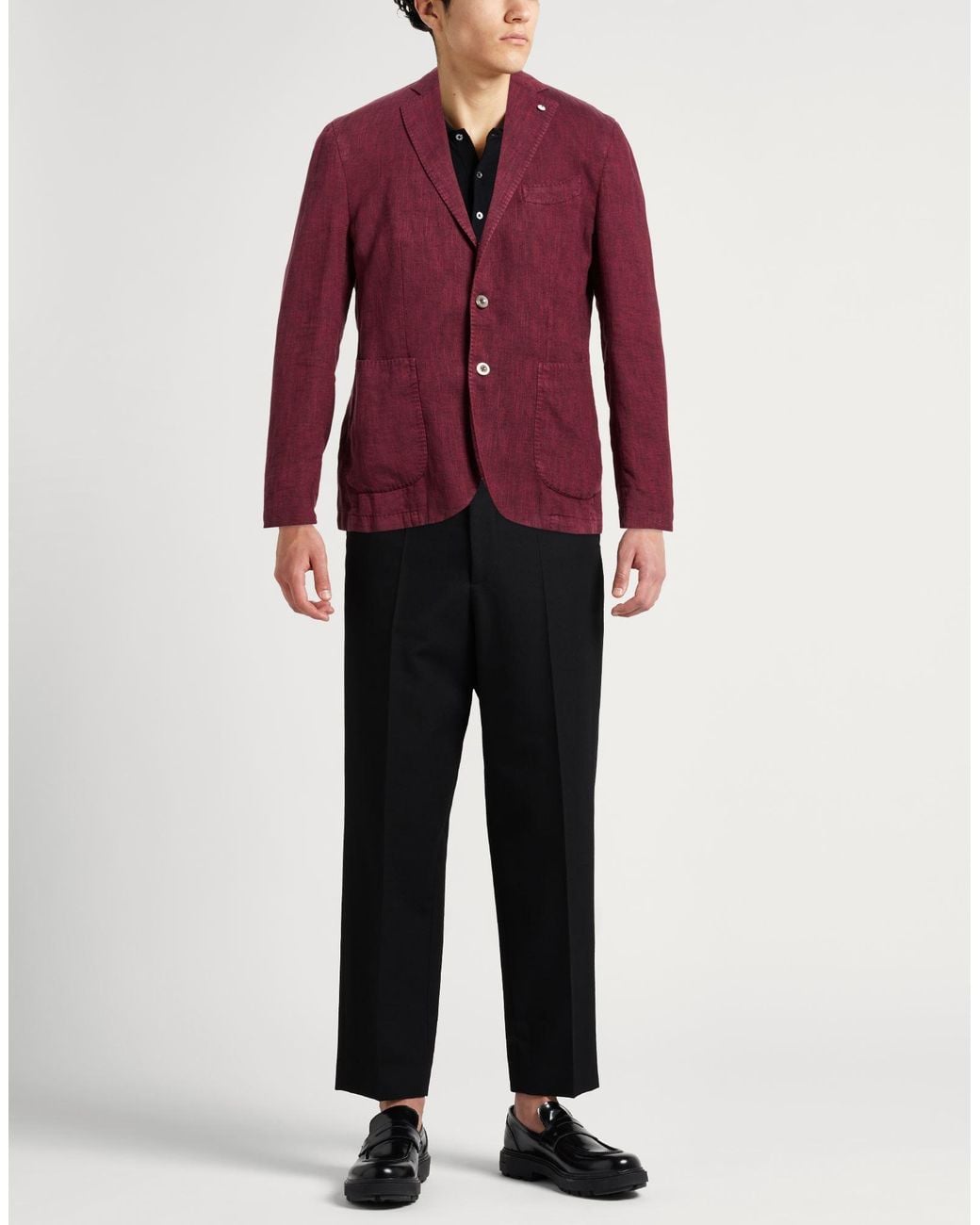 L.b.m. 1911 Purple Garnet Blazer Linen, Cotton for men