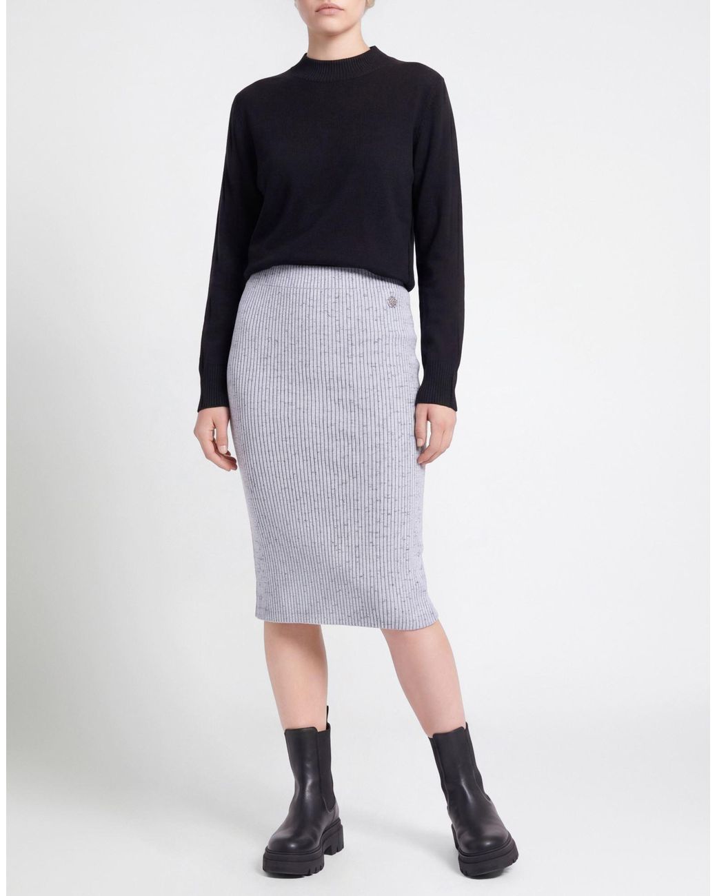 KENZO Blue Light Midi Skirt Cotton, Polyester, Elastane