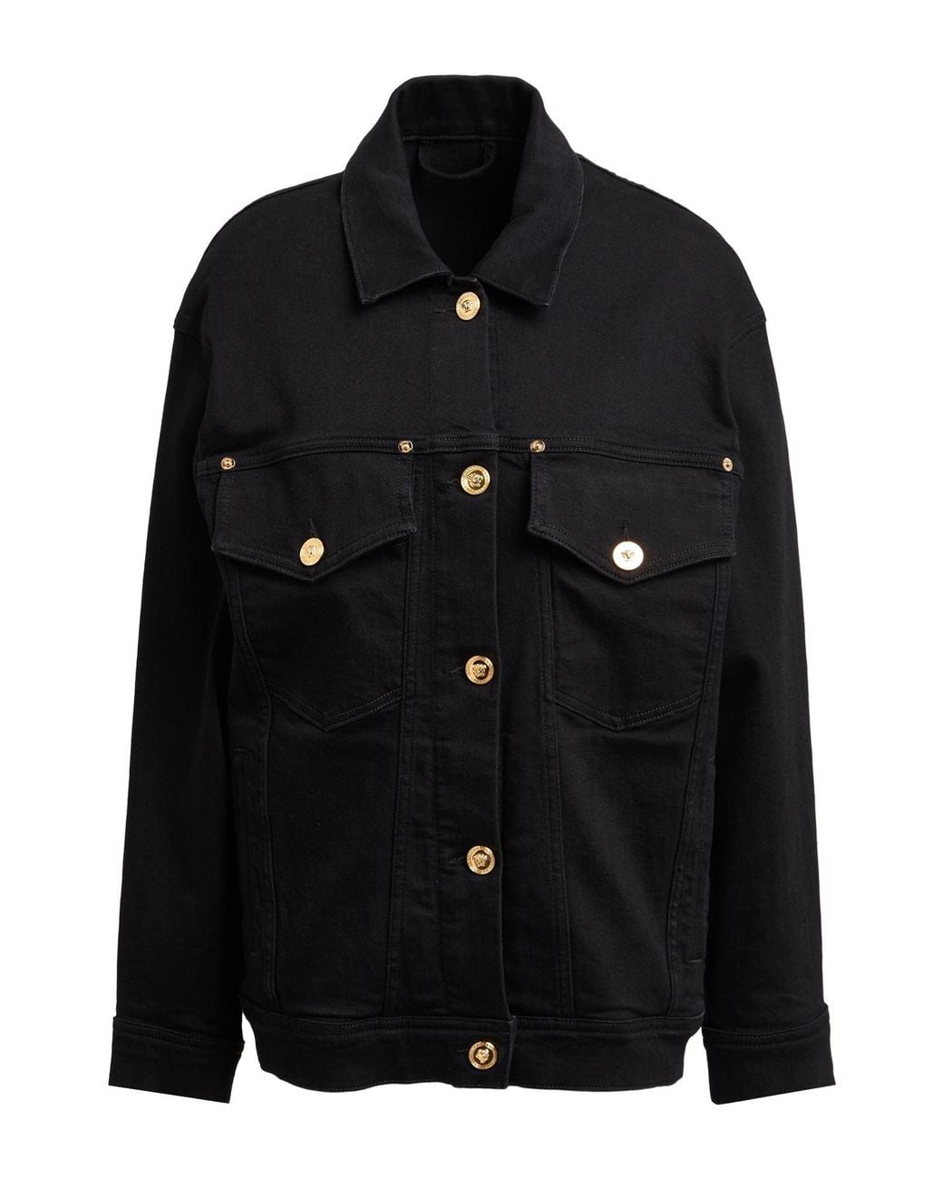 Versace Black Denim Outerwear Cotton, Elastane