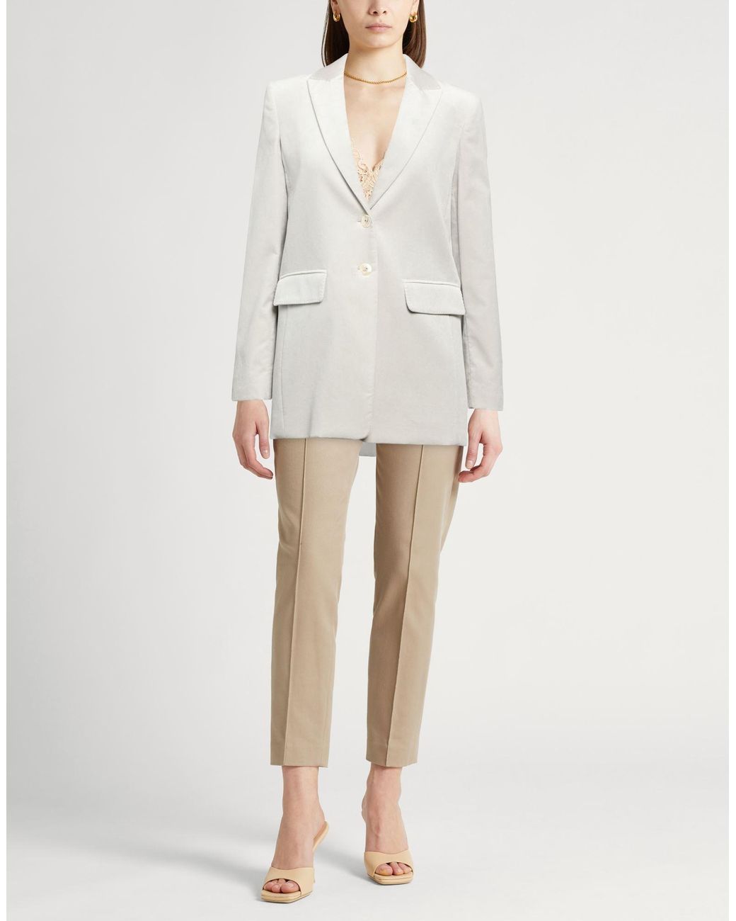 Agnona White Light Blazer Cotton, Elastane