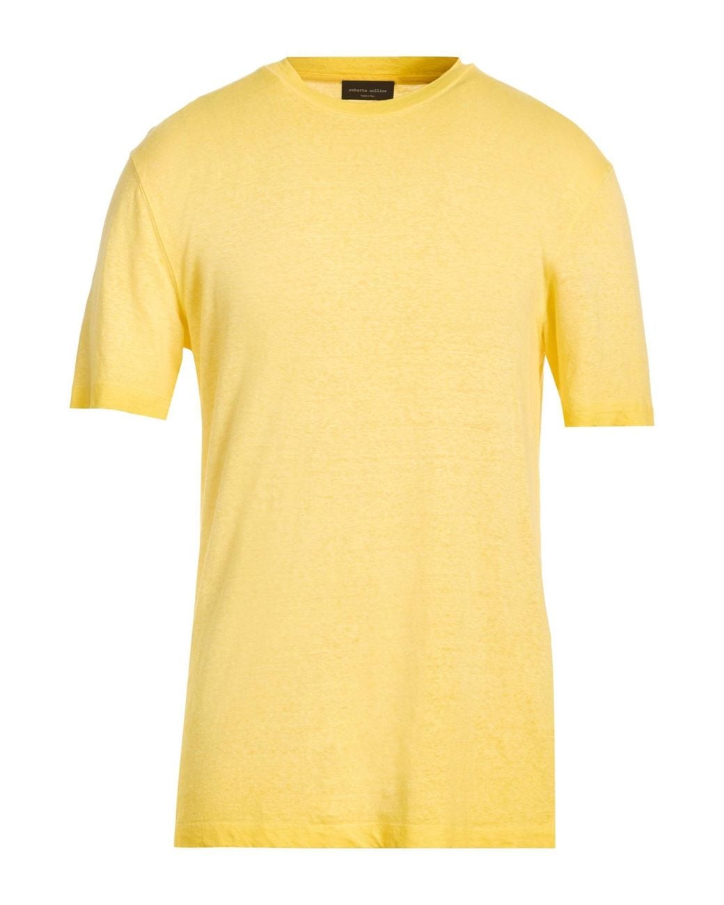 Roberto Collina Yellow T-Shirt Linen, Elastane for men