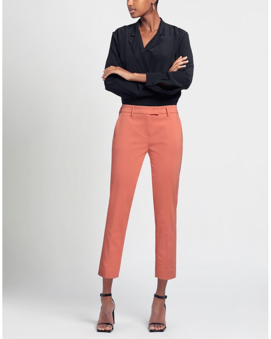 EUGHENES Red Coral Pants Cotton, Polyester, Elastane