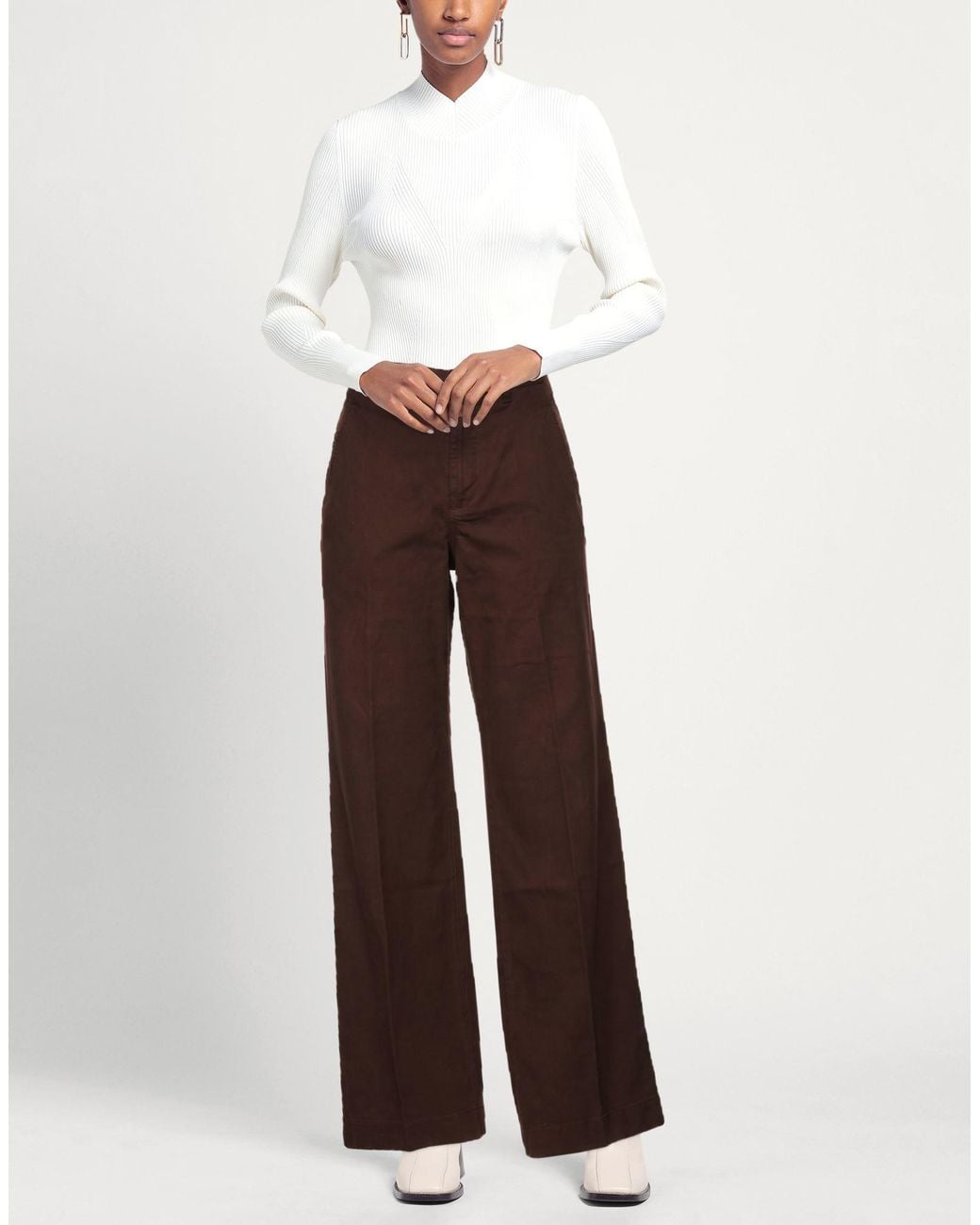 European Culture Brown Chocolate Pants Cotton, Bamboo Fiber, Elastane