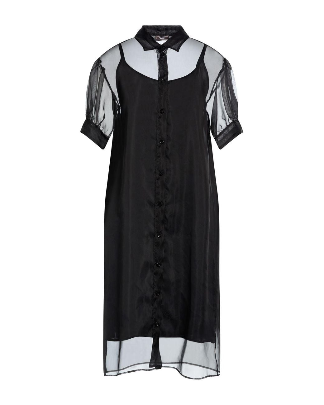Peserico Black Midi Dress Silk, Nylon