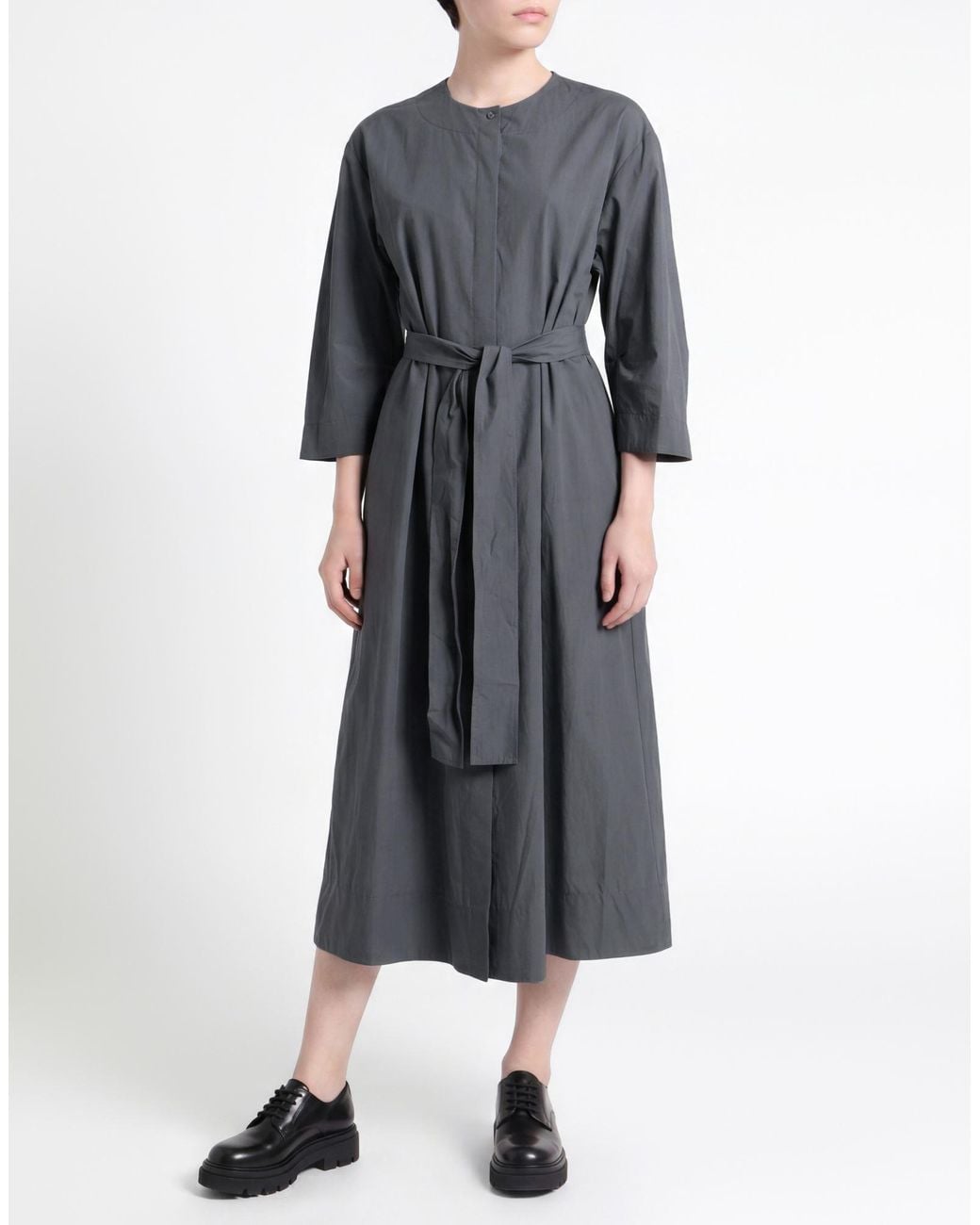 Ottod'Ame Gray Midi Dress Cotton