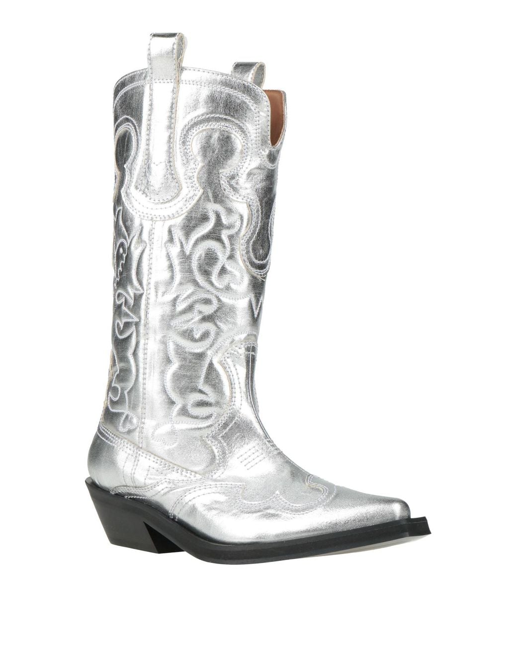 Ganni White Boot Textile Fibers