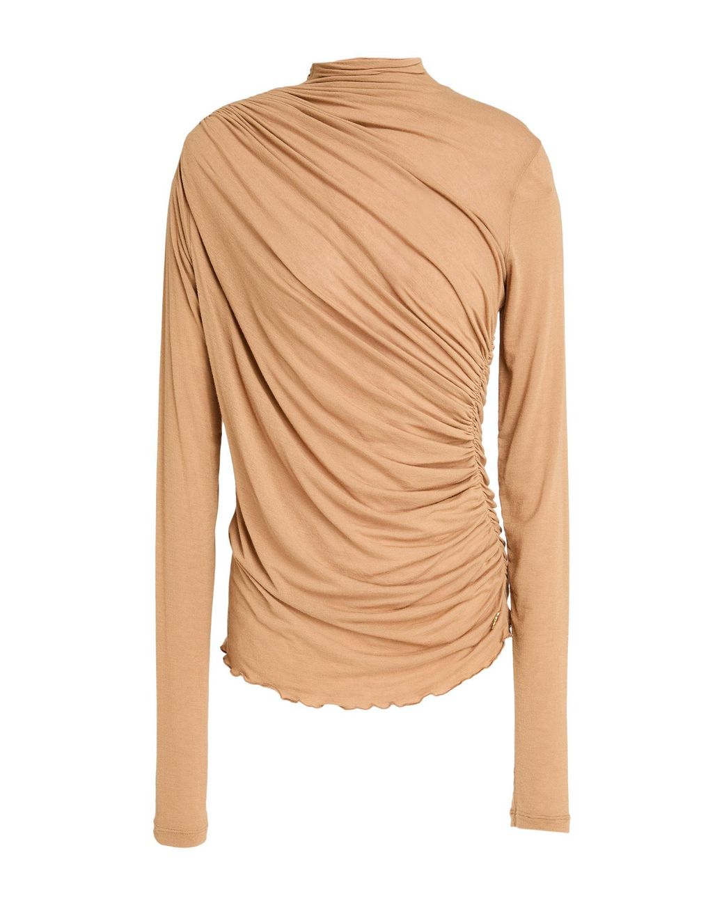 SIMONA CORSELLINI White Camel T-Shirt Viscose, Polyamide, Elastane, Cashmere