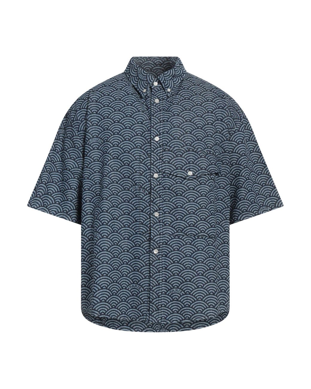 KENZO Blue Oversized Two-Tone Cotton Shirt for men
