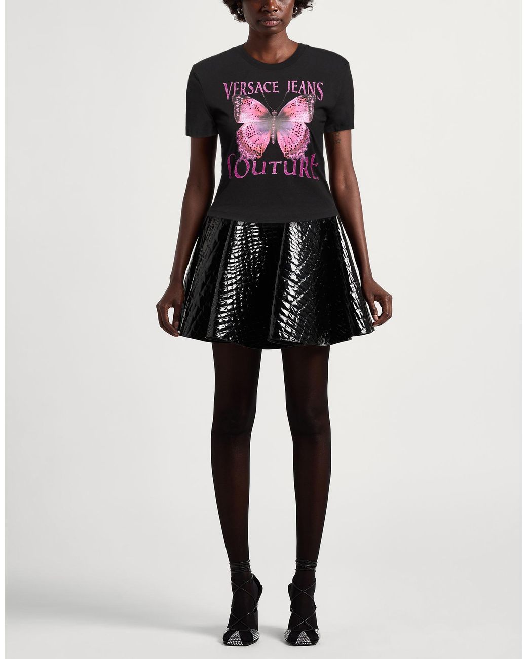 Versace Jeans Couture Black T-Shirt Cotton, Elastane