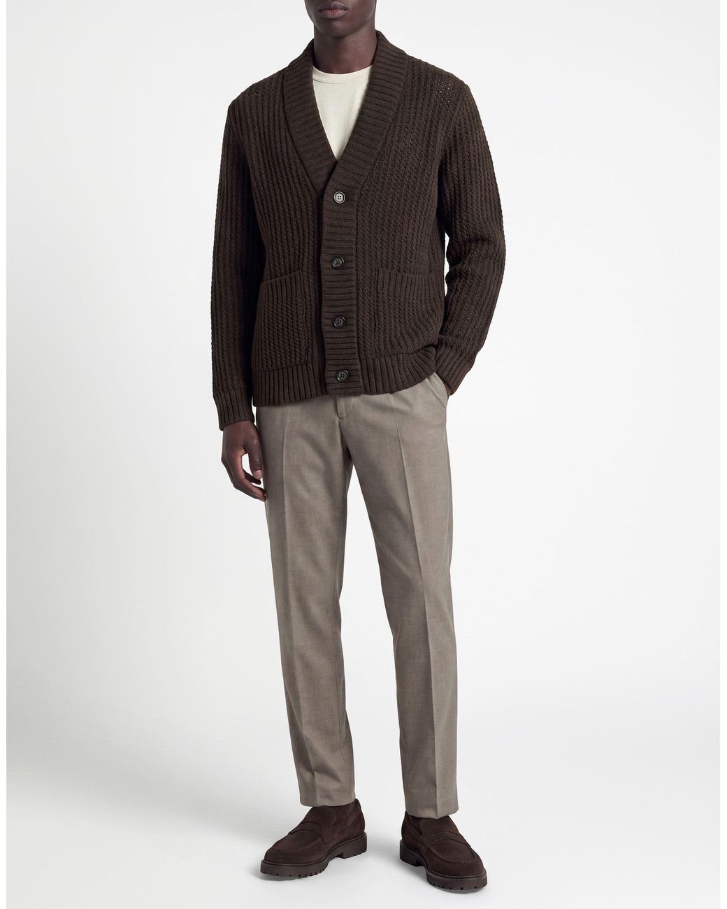 Paolo Pecora Black Cardigan Wool, Polyamide for men