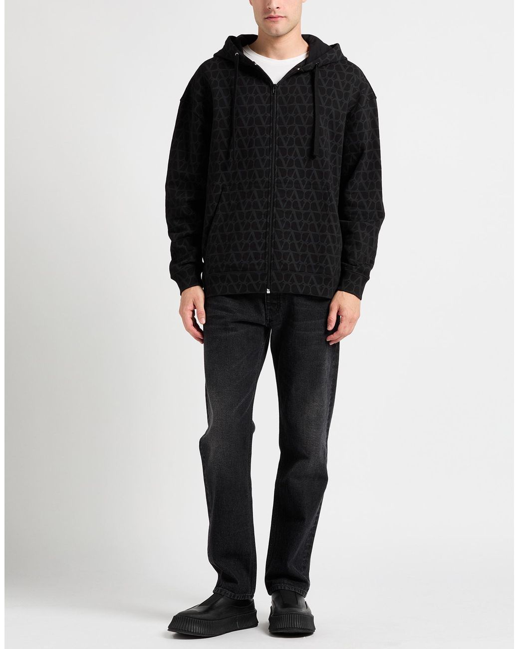 Valentino Garavani Black Sweatshirt Cotton, Elastane for men