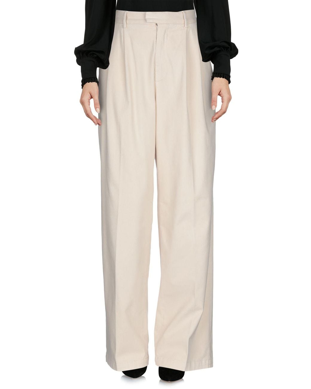 Roy Rogers White Ivory Pants Cotton, Polyester, Elastane