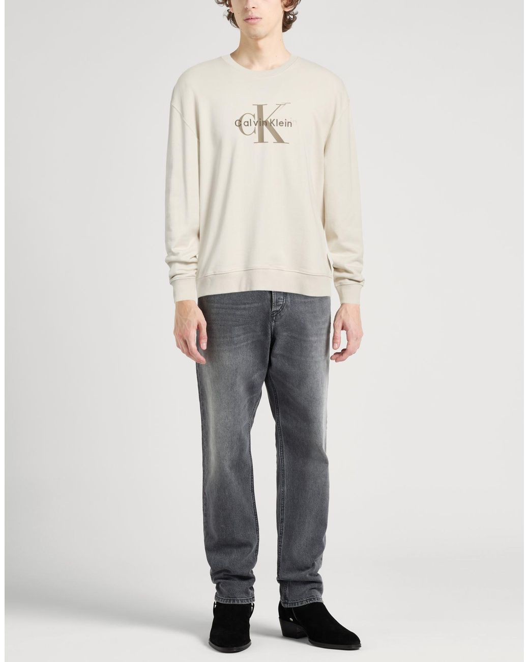 Calvin Klein White Sweatshirt Cotton for men