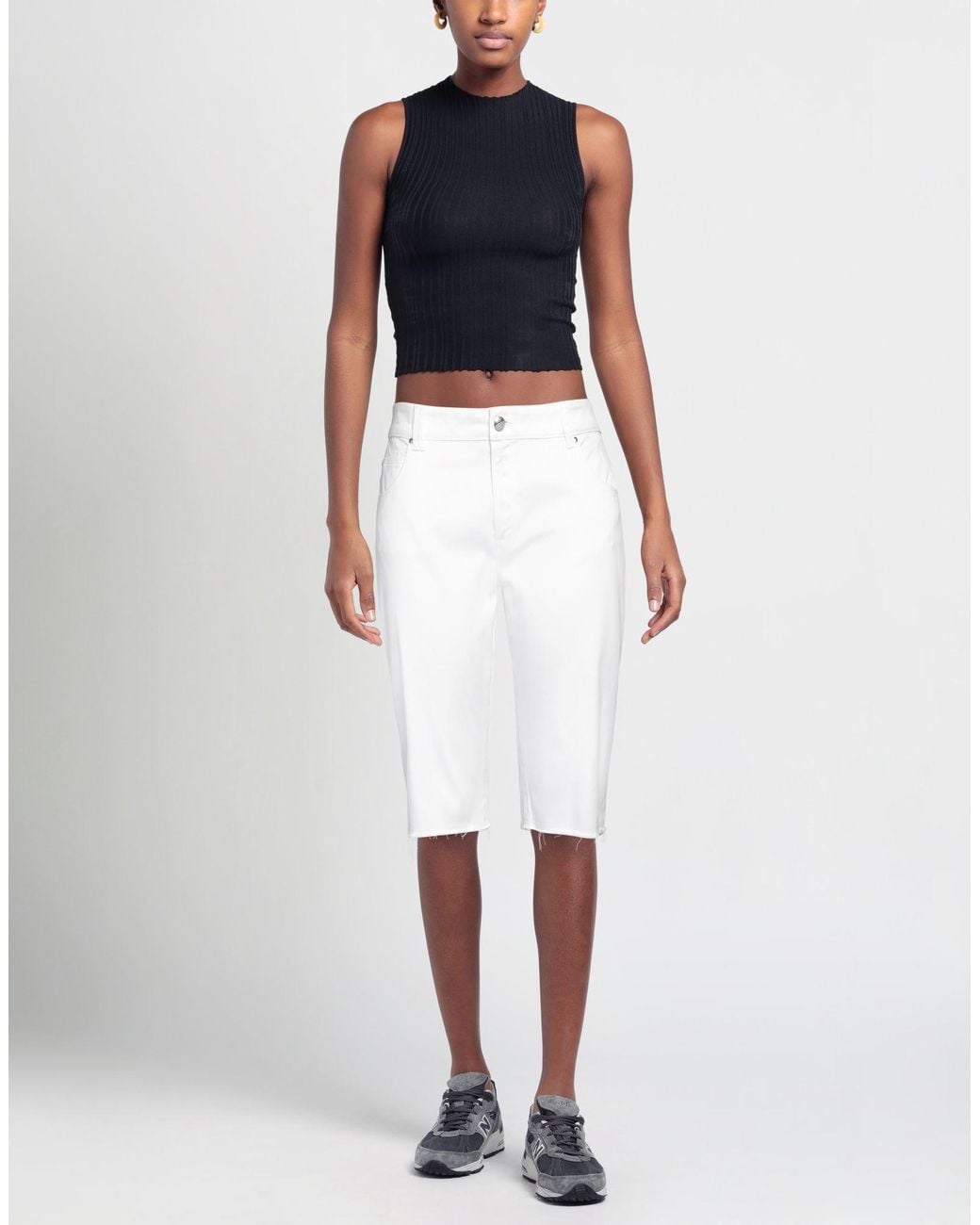 Incotex White Shorts & Bermuda Shorts Cotton, Elastane