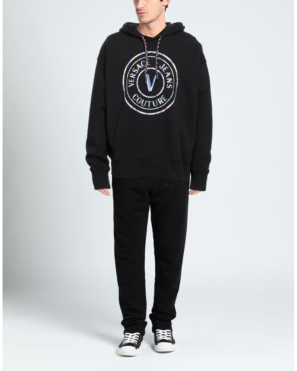 Versace Jeans Couture Black Sweatshirt Cotton, Elastane for men