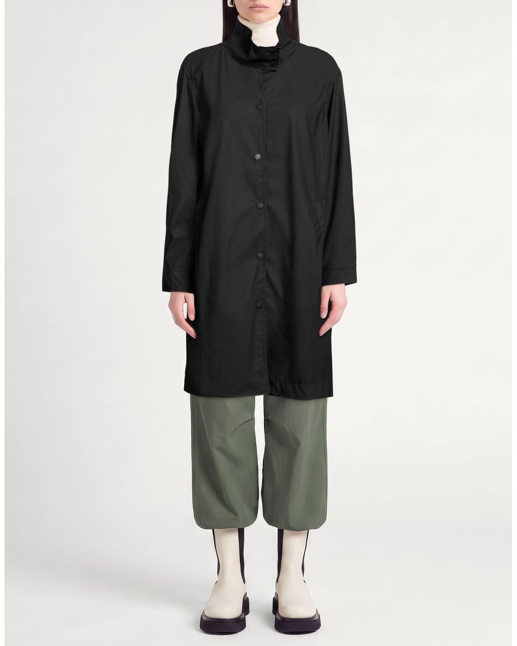 Crossley Black Overcoat & Trench Coat Polyester, Polyurethane