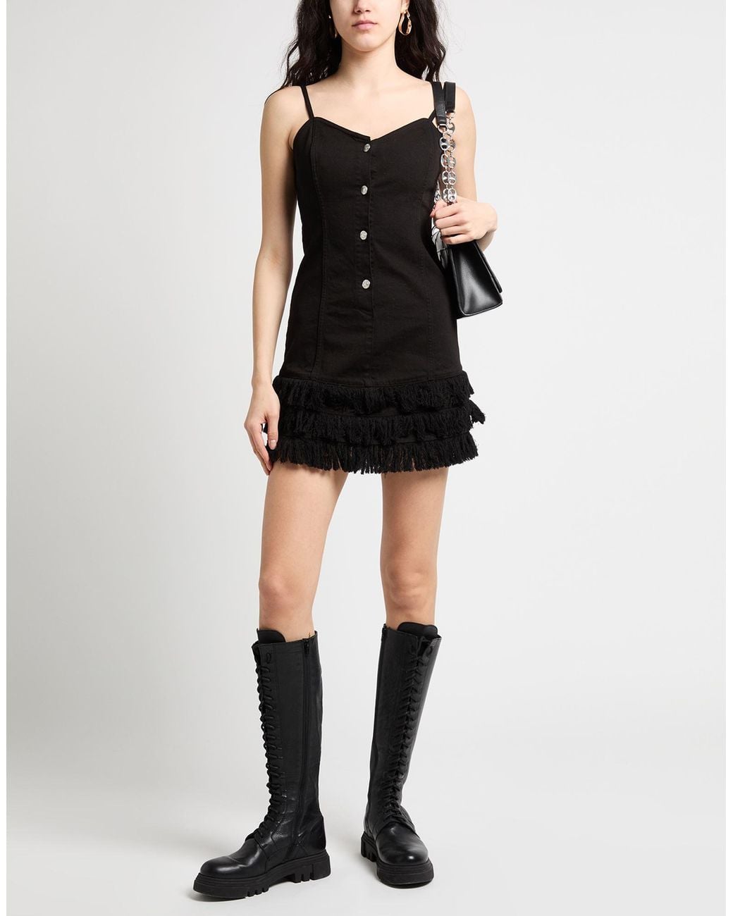Grifoni Black Mini Dress Cotton, Elastane