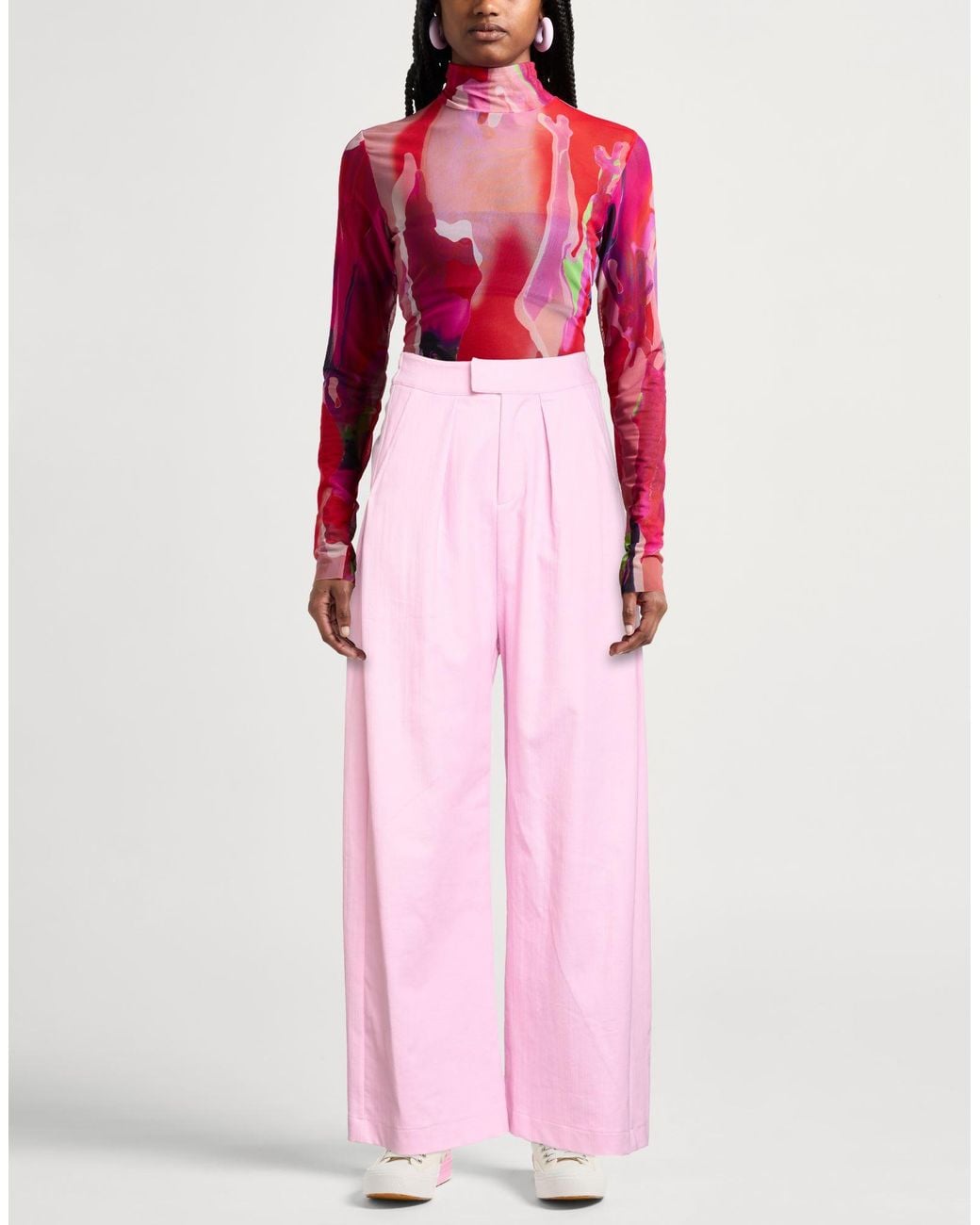 Gaelle Paris Pink Pants Cotton, Polyester, Elastane
