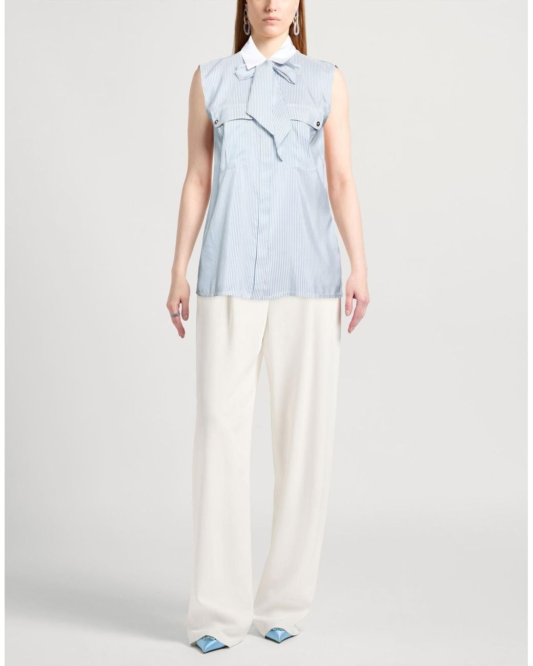 Versace Blue Shirt Silk, Cotton
