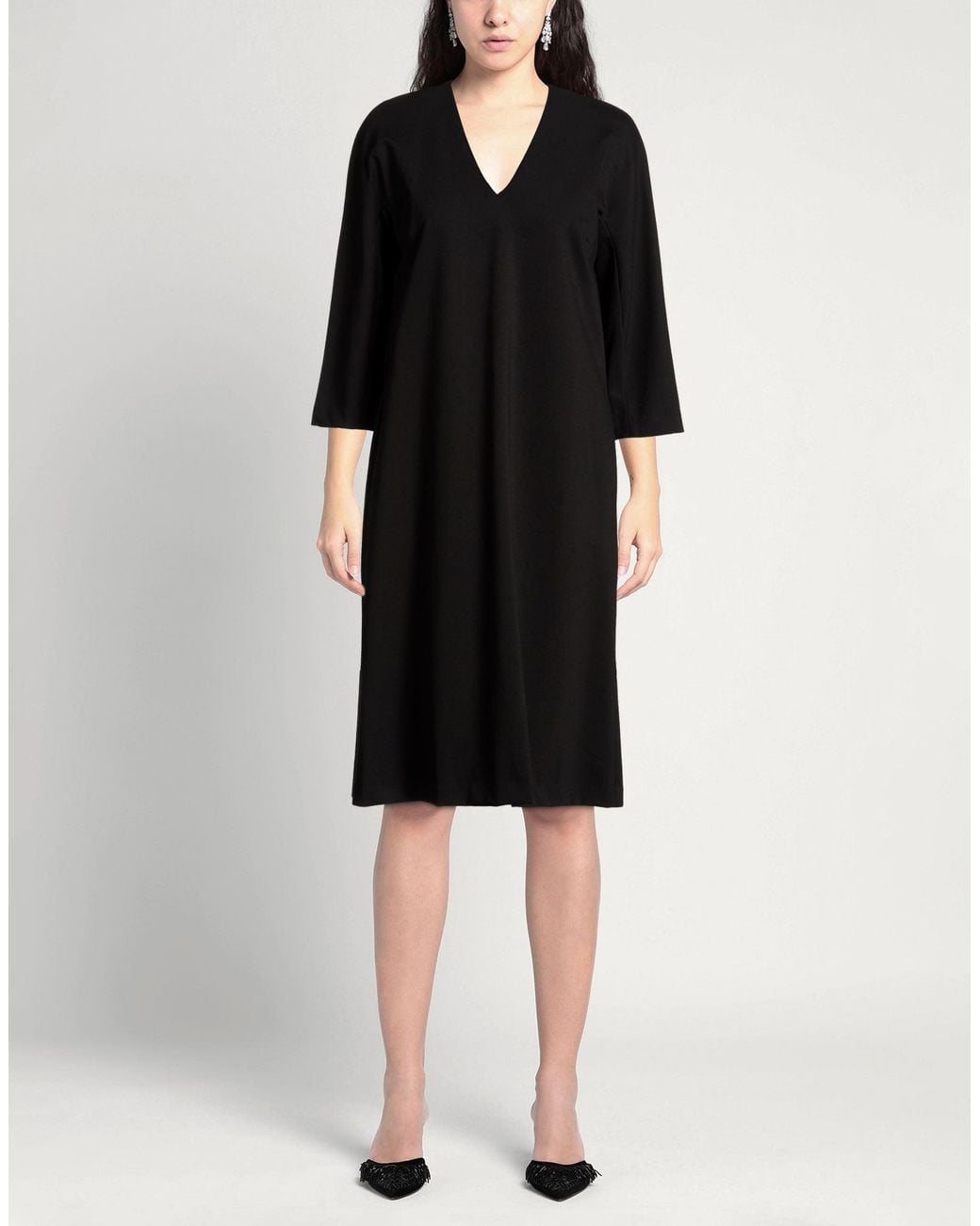 ROSSO35 Black Midi Dress Viscose, Polyamide, Elastane