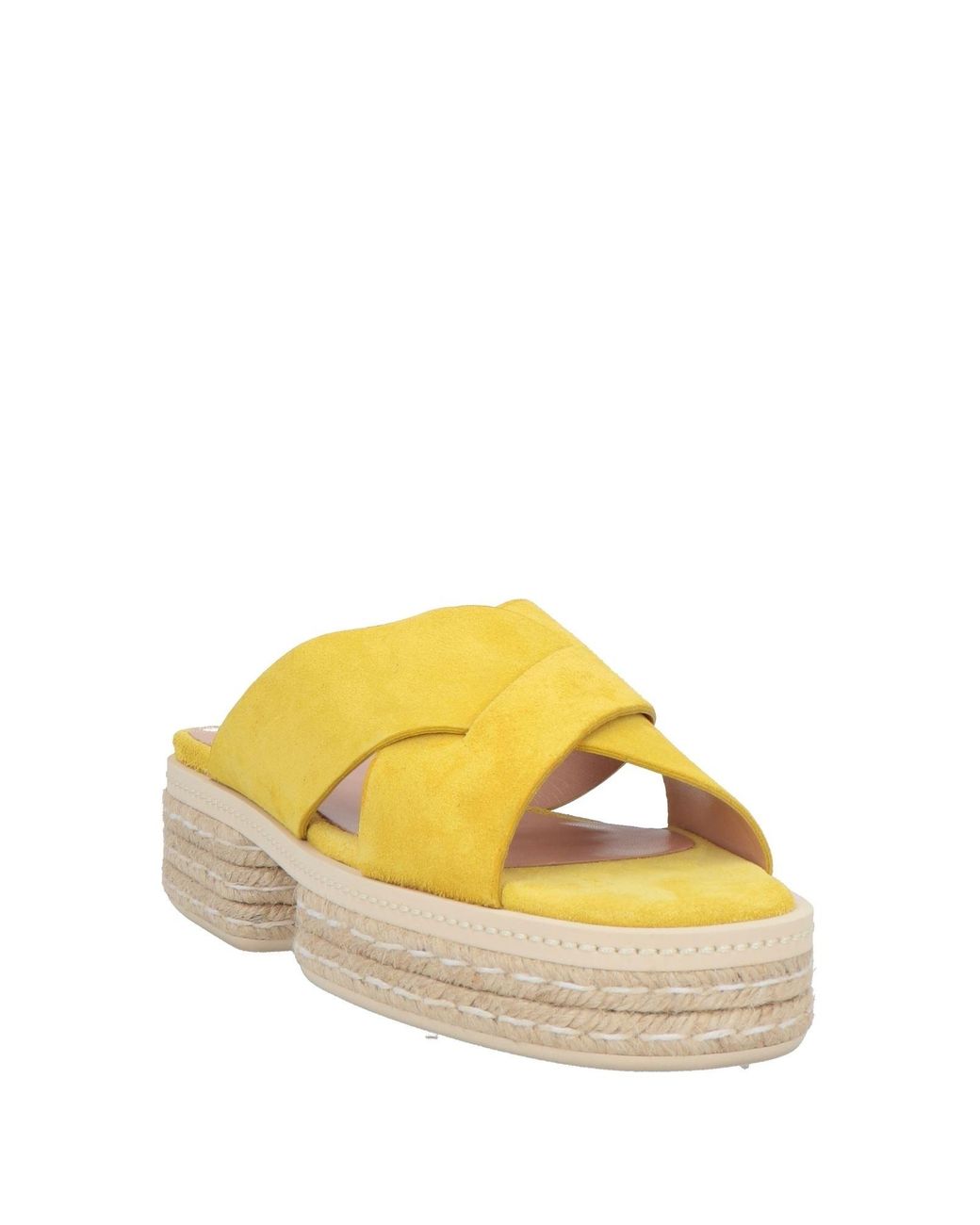 Pollini Yellow Suede Espadrille Sandals