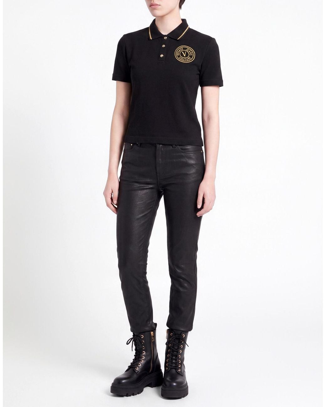 Versace Jeans Couture Black Polo Shirt Cotton