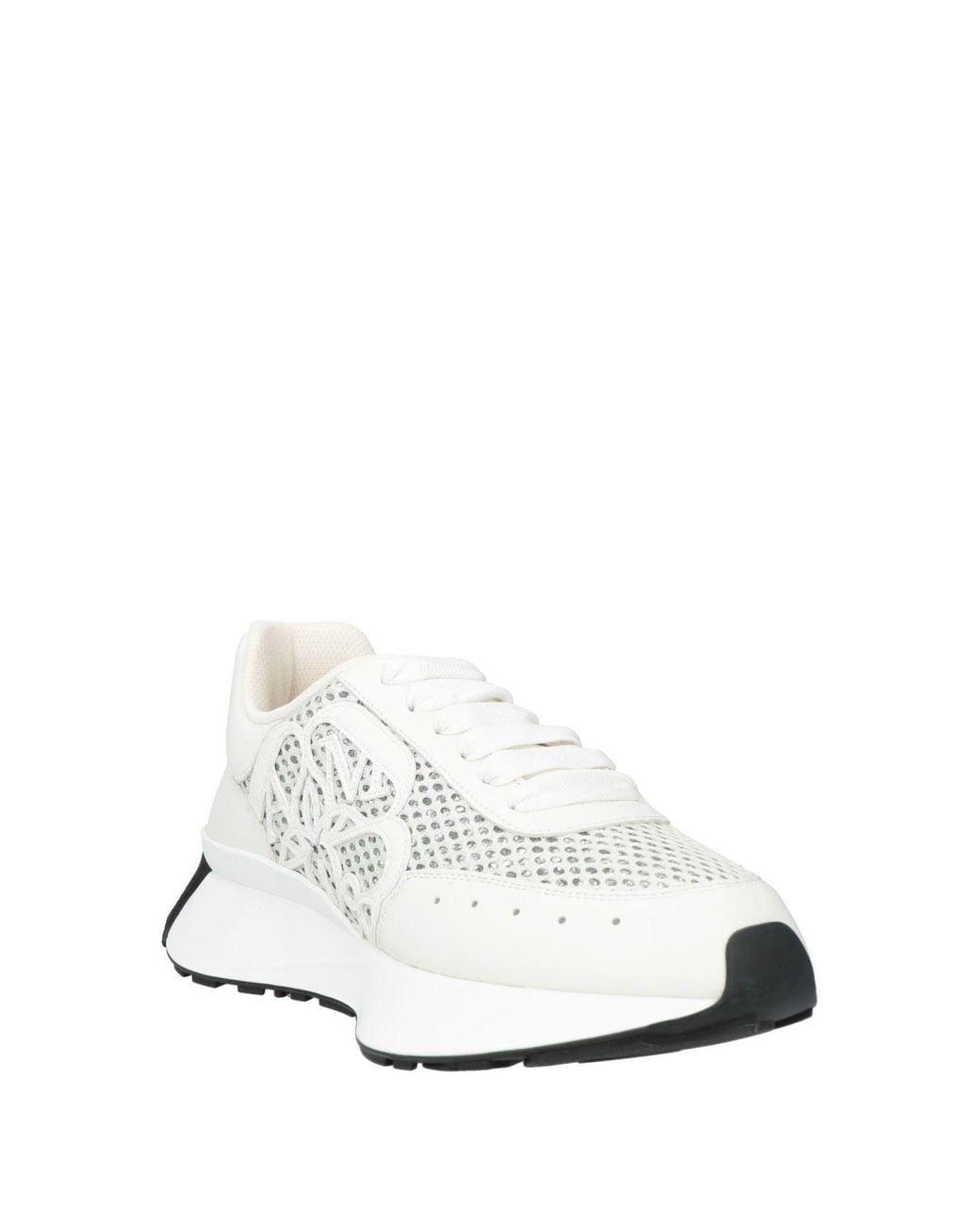 McQueen White Sneakers Leather, Textile Fibers