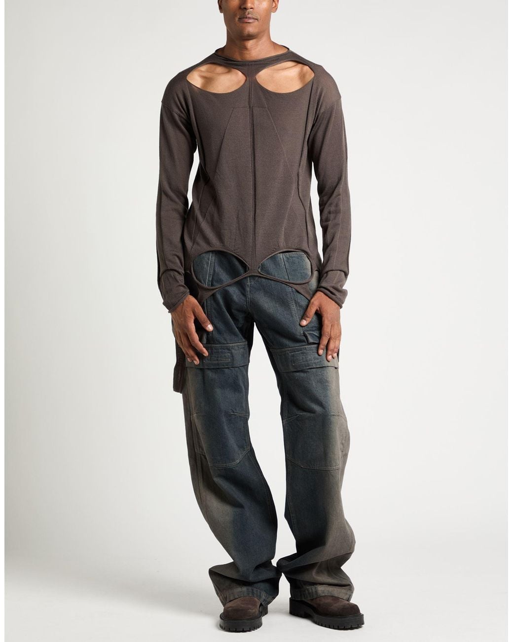 Rick Owens Brown Sweater Virgin Wool for men