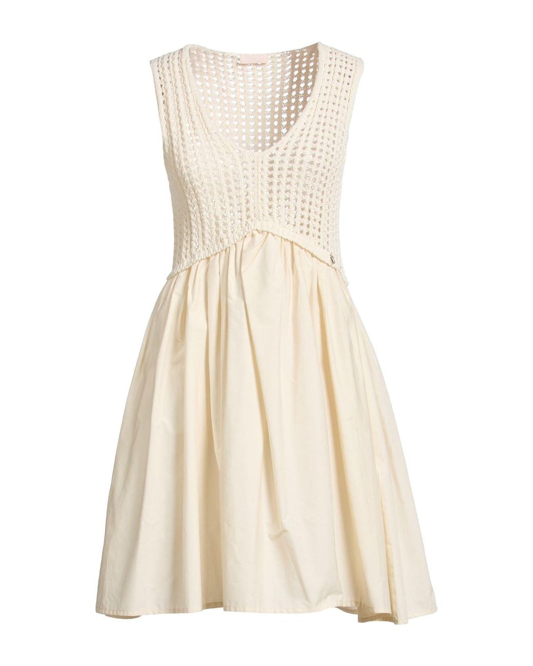 Liu Jo Natural Ivory Mini Dress Cotton, Polyester