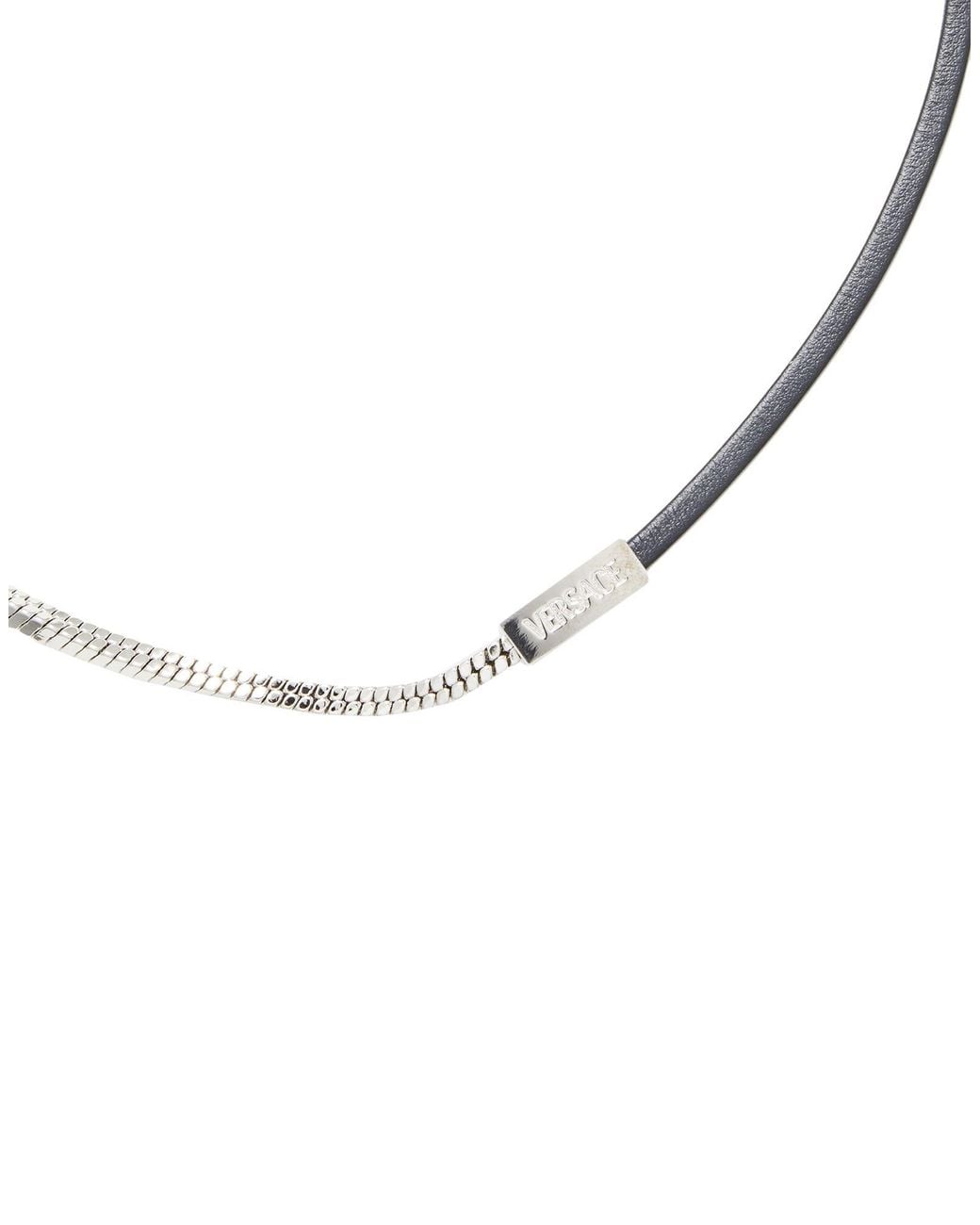 Versace Natural Necklace Leather, Metal for men
