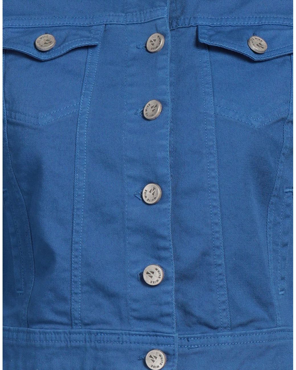 White Wise Blue Denim Outerwear Cotton, Elastane